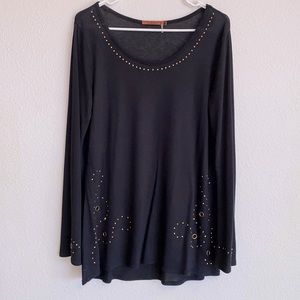 Belldini Black Long Sleeve Grommet Tunic Sweater